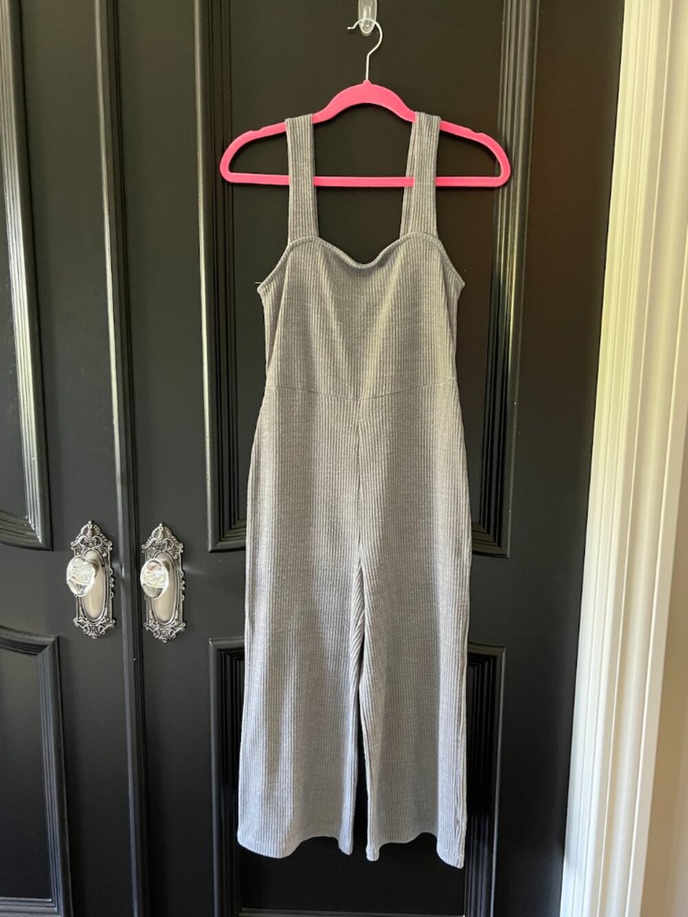 Wild Fable Gray Ribbed Sleeveless Wide Leg Jumpsuit Romper S